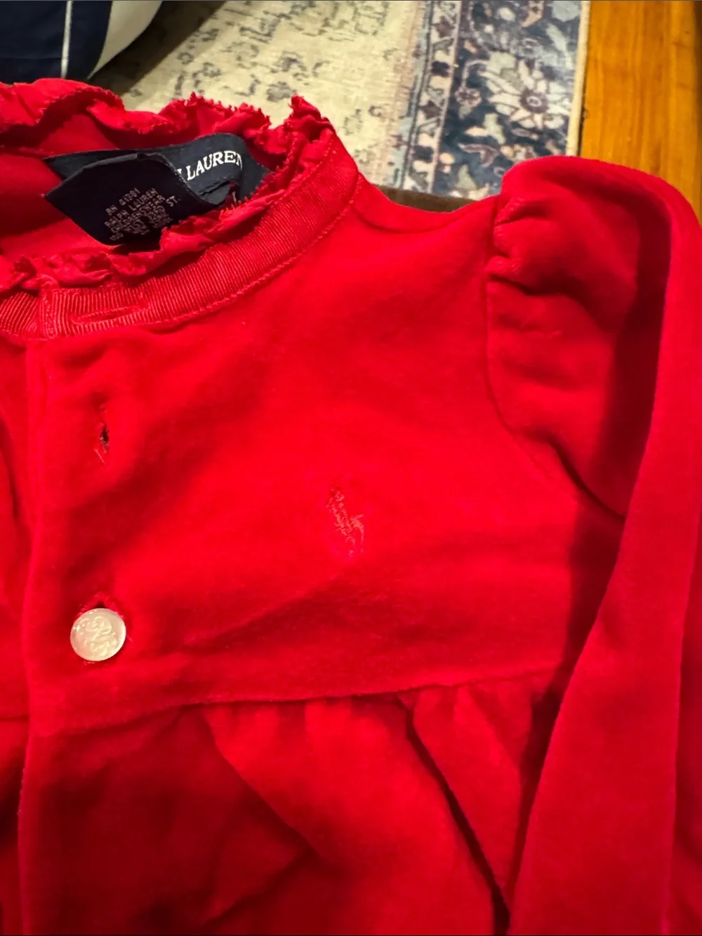 Ralph Lauren Red Velour Dress with Matching Bloomer